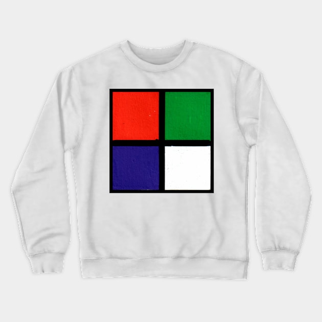 Orange Green Purple White Geometric Abstract Acrylic Painting Crewneck Sweatshirt by abstractartalex